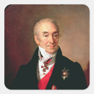 Pegatina Cuadrada Retrato de S. Kushnikov, 1828