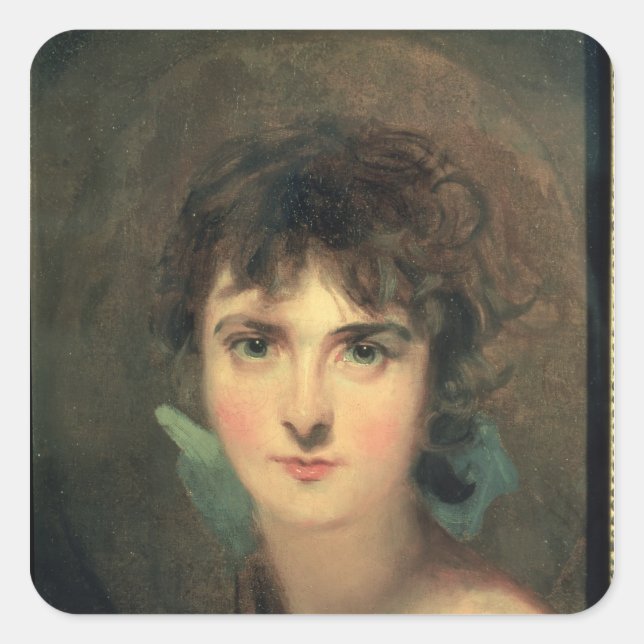 Pegatina Cuadrada Retrato de Sally Siddons (Anverso)