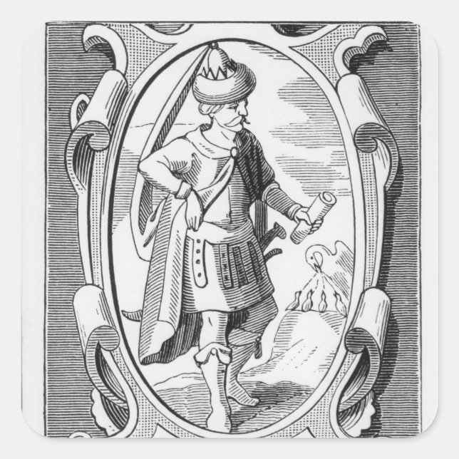 Pegatina Cuadrada Retrato de Samuel Taylor Coleridge (Anverso)