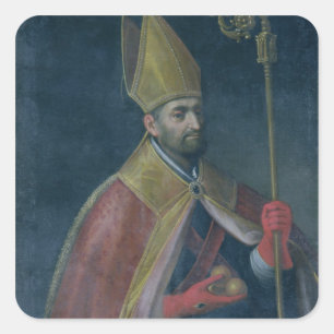 Pegatina Cuadrada Retrato de San Nicolás, 1700 (aceite sobre lienzo)