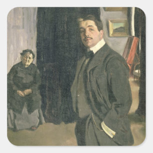 Pegatina Cuadrada Retrato de Sergei Pavlovich Diaghilev