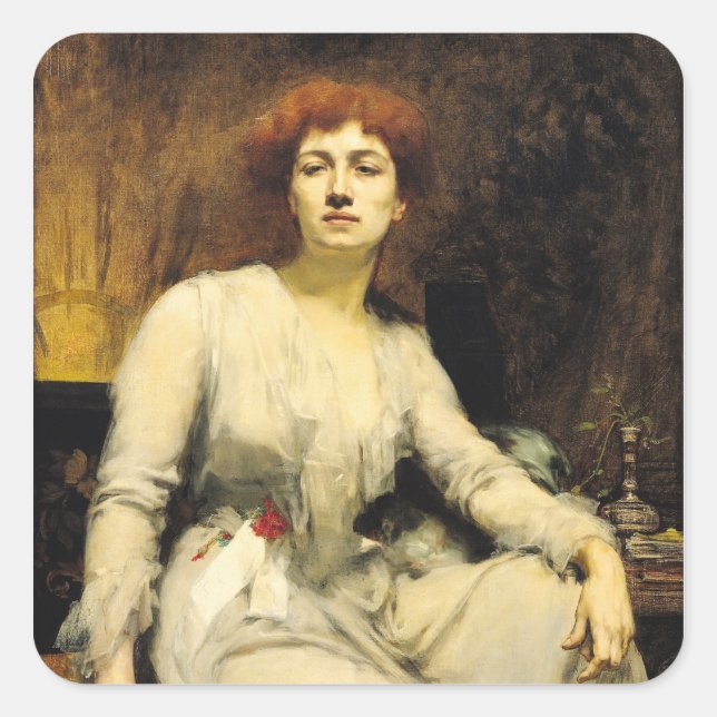 Pegatina Cuadrada Retrato de Severine 1893 (Anverso)