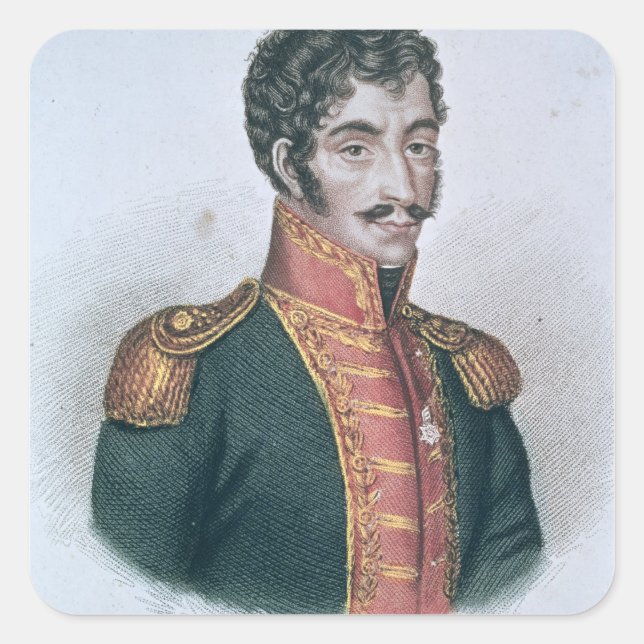 Pegatina Cuadrada Retrato de Simon Bolivar (Anverso)
