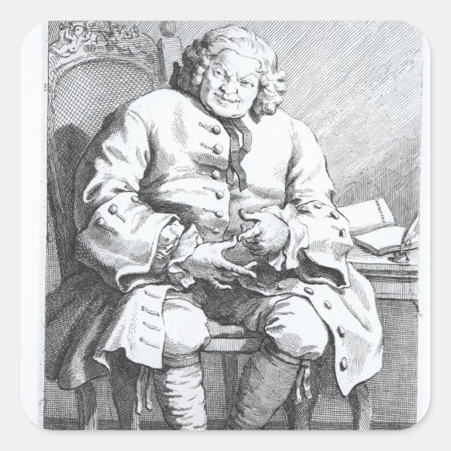 Pegatina Cuadrada Retrato de Simon Fraser, Lord Lovat (Anverso)