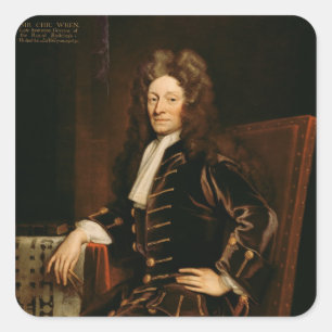 Pegatina Cuadrada Retrato de sir Christopher Wren 1711