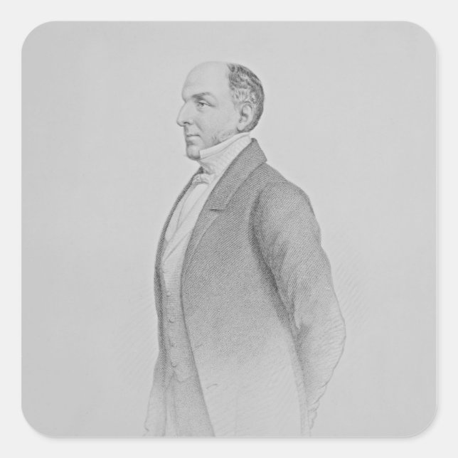 Pegatina Cuadrada Retrato de Sir James R. G. Graham (Anverso)