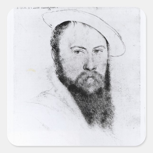 Pegatina Cuadrada Retrato de Sir Thomas Wyatt el Joven (Anverso)