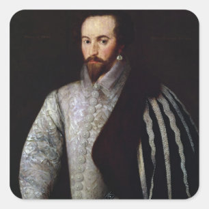 Pegatina Cuadrada Retrato de Sir Walter Raleigh 1588