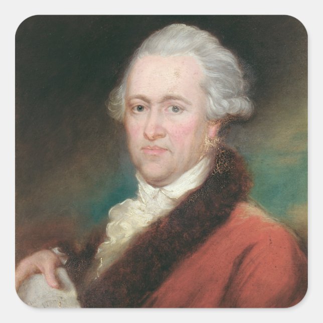 Pegatina Cuadrada Retrato de Sir William Herschel c.1795 (Anverso)