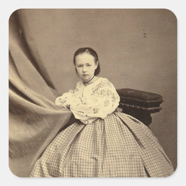 Pegatina Cuadrada Retrato de Sophia Perovskaya (Anverso)