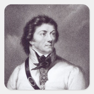 Pegatina Cuadrada Retrato de Tadeusz Kosciuszko