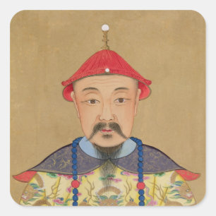 Pegatina Cuadrada Retrato de T'ai T'sin Che-Tsou (1638-61)