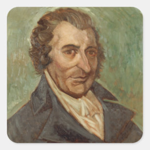 Pegatina Cuadrada Retrato de Thomas Paine