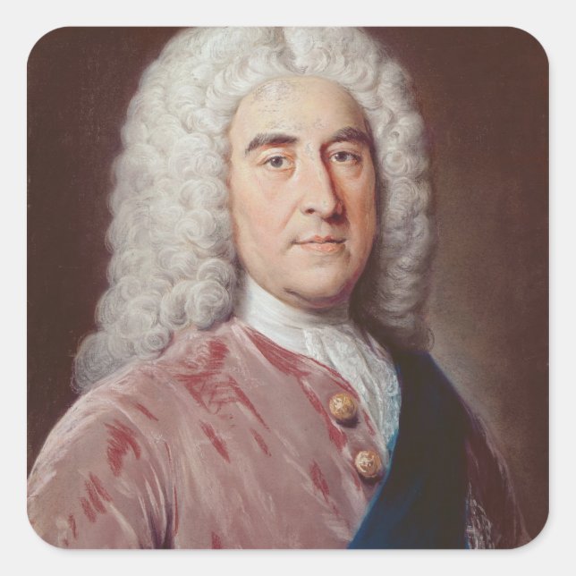Pegatina Cuadrada Retrato de Thomas Pelham Holles (Anverso)