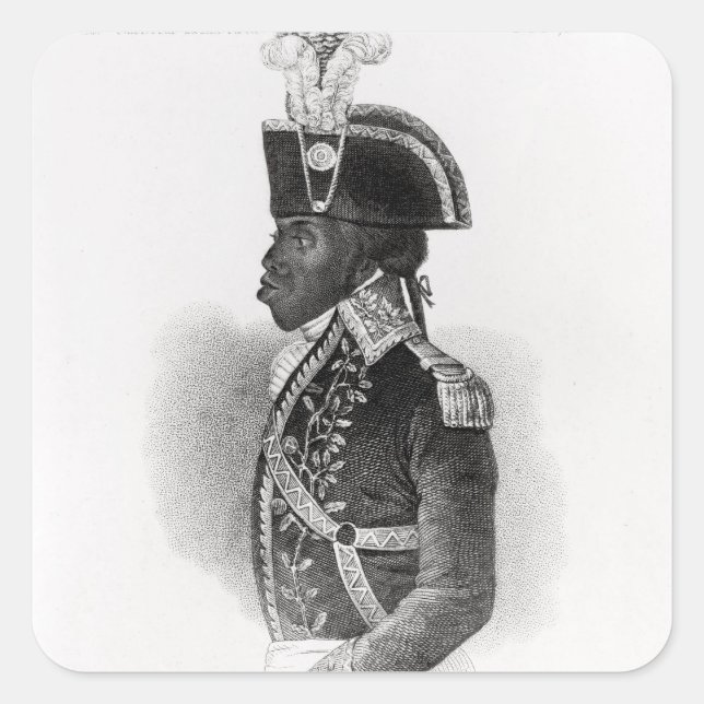 Pegatina Cuadrada Retrato de Toussaint L'Ouverture (Anverso)