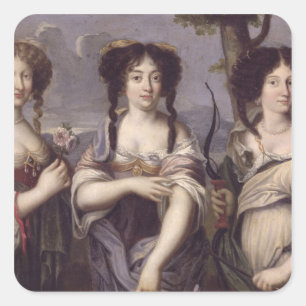 Pegatina Cuadrada Retrato de tres sobrinas cardinales