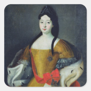 Pegatina Cuadrada Retrato de Tsarevna Ana Petrovna, 1740s