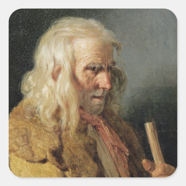 Pegatina Cuadrada Retrato de un campesino bretón, 1834 (Anverso)