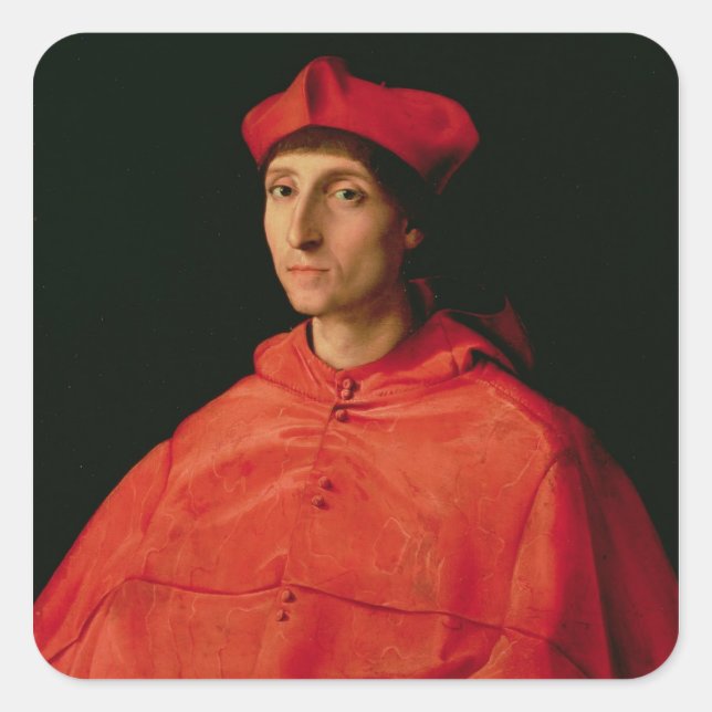 Pegatina Cuadrada Retrato de un cardenal (Anverso)