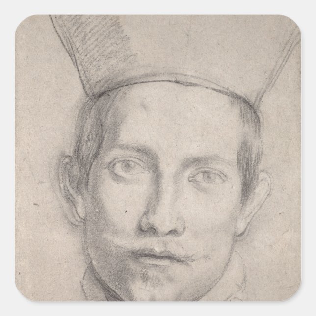 Pegatina Cuadrada Retrato de un cardenal 2 (Anverso)