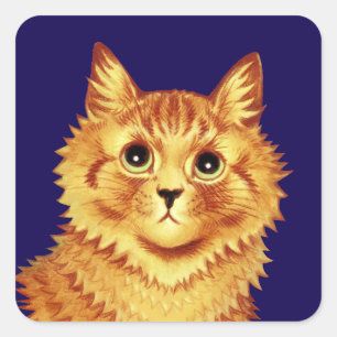 Pegatina Cuadrada Retrato de un gato naranja por Louis Wain