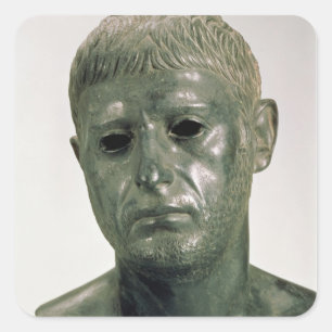 Pegatina Cuadrada Retrato de un guerrero romano desconocido, ANUNCIO