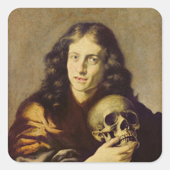 Pegatina Cuadrada Retrato de un hombre (Anverso)