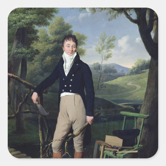 Pegatina Cuadrada Retrato de un hombre 3 (Anverso)