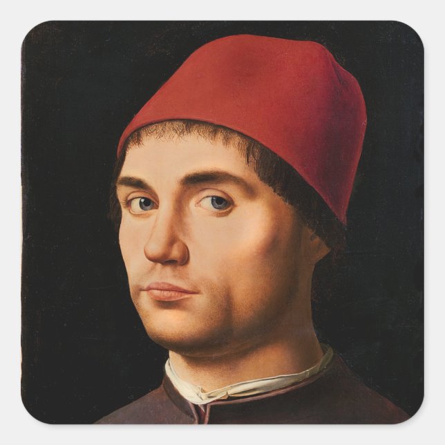 Pegatina Cuadrada Retrato de un hombre, c.1475 (Anverso)