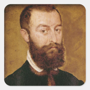 Pegatina Cuadrada Retrato de un hombre con barba