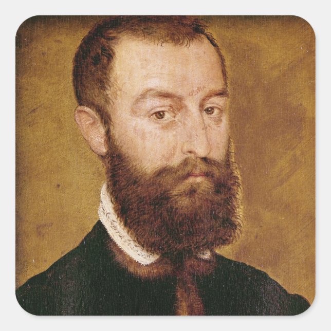 Pegatina Cuadrada Retrato de un hombre con barba (Anverso)