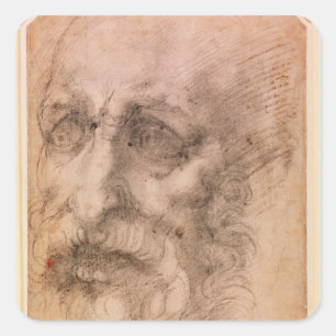 Pegatina Cuadrada Retrato de un hombre con barba