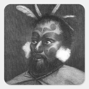 Pegatina Cuadrada Retrato de un hombre de Nueva Zelanda