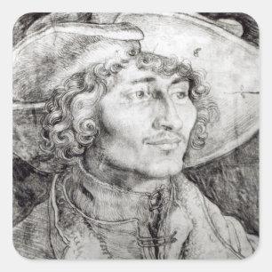 Pegatina Cuadrada Retrato de un hombre desconocido, 1521