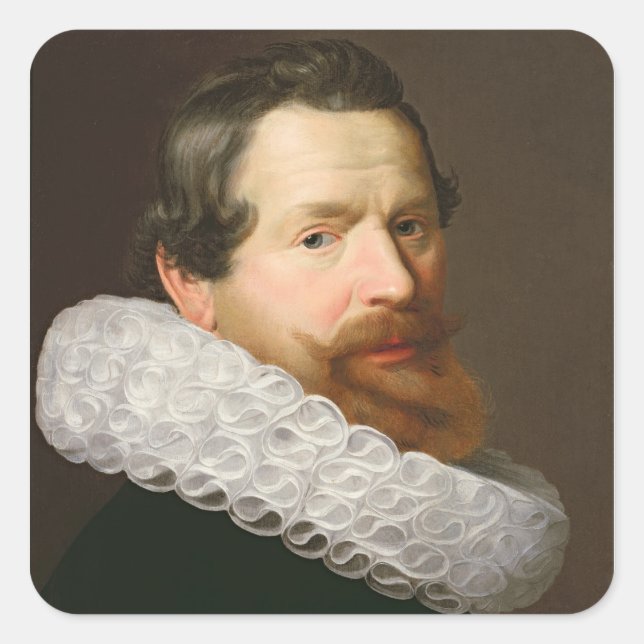 Pegatina Cuadrada Retrato de un hombre que lleva una caspa (Anverso)