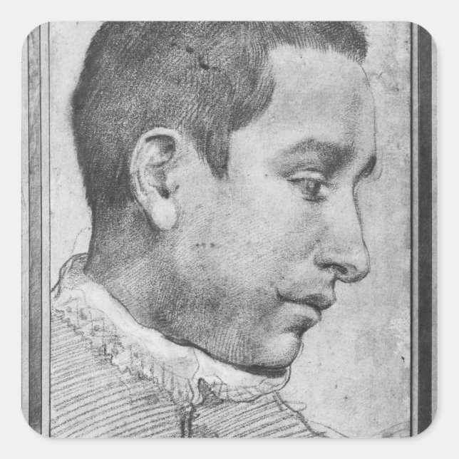 Pegatina Cuadrada Retrato de un joven (Anverso)