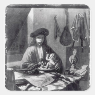 Pegatina Cuadrada Retrato de un joven artista