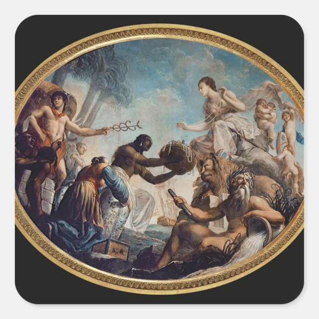 Pegatina Cuadrada Retrato de un joven Caballero (aceite sobre lienzo (Anverso)