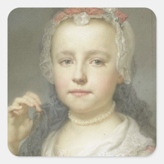 Pegatina Cuadrada Retrato de un joven Chica (Anverso)