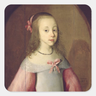 Pegatina Cuadrada Retrato de un joven Chica, 1651