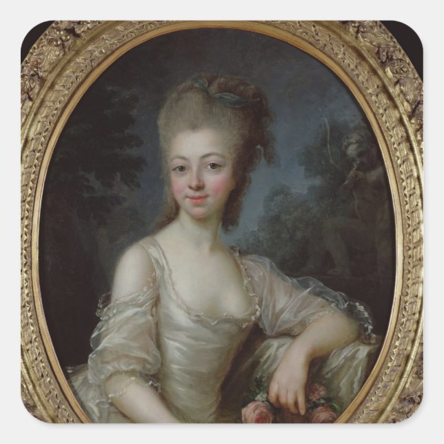 Pegatina Cuadrada Retrato de un joven Chica, 1775 (Anverso)