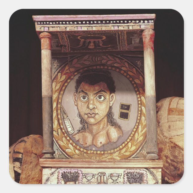 Pegatina Cuadrada Retrato de un joven chica con ofertas (Anverso)