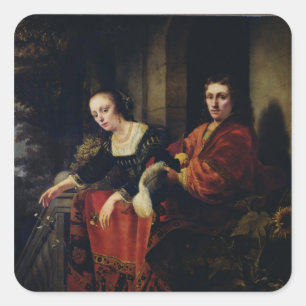 Pegatina Cuadrada Retrato de un marido y una mujer, 1654
