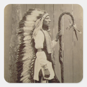 Pegatina Cuadrada Retrato de un nativo americano de 'Buffalo Bill