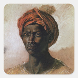 Pegatina Cuadrada Retrato de un turco en un turbante, c.1826