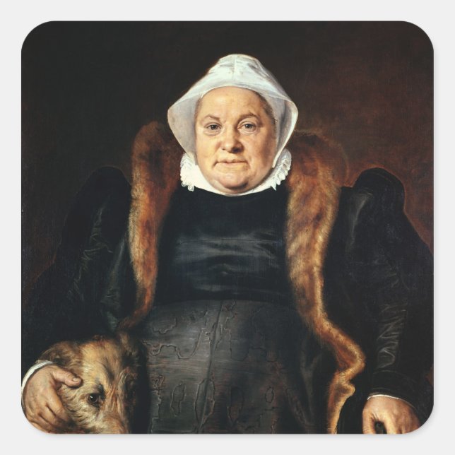 Pegatina Cuadrada Retrato de una anciana (Anverso)