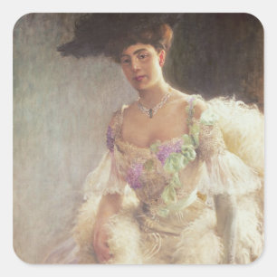 Pegatina Cuadrada Retrato de una dama vestida de noche, 1903