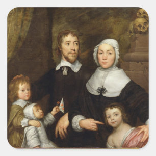 Pegatina Cuadrada Retrato de una familia, probablemente el de Richar