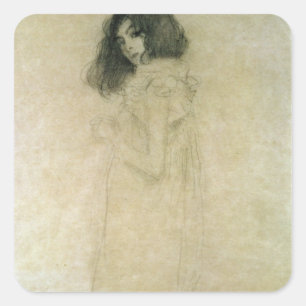 Pegatina Cuadrada Retrato de una joven, 1896-1997
