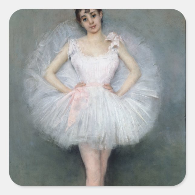 Pegatina Cuadrada Retrato de una joven bailarina (Anverso)